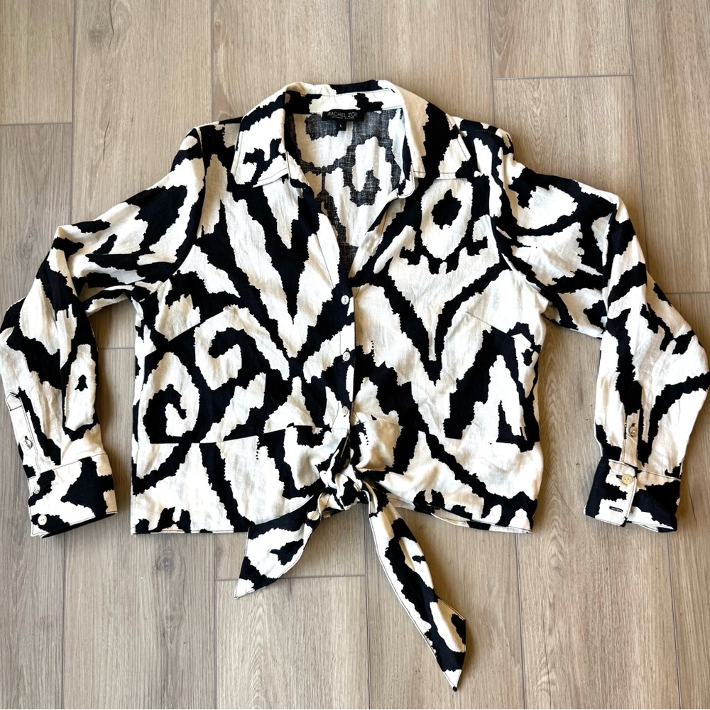 Rachel Zoe Printed Linen/Rayon 2 Piece set. Wide leg pant Sz L EUC Resort Wear - Picture 2 of 16